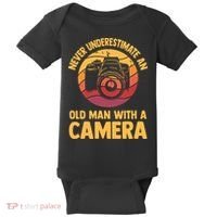 Never Underestimate An Old Man With A Camera Photography Baby Bodysuit thumb 0