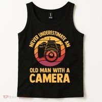 Never Underestimate An Old Man With A Camera Photography Tank Top thumb 2