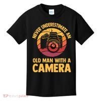 Never Underestimate An Old Man With A Camera Photography Kids T-Shirt thumb 0