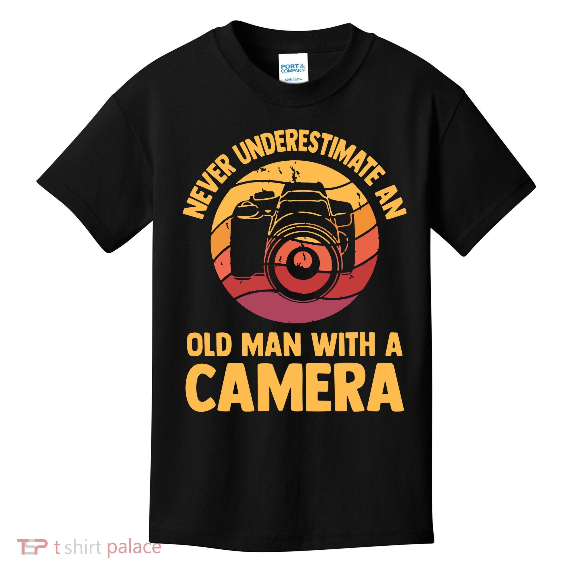 Never Underestimate An Old Man With A Camera Photography Kids T-Shirt