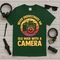 Never Underestimate An Old Man With A Camera Photography T-Shirt thumb 5