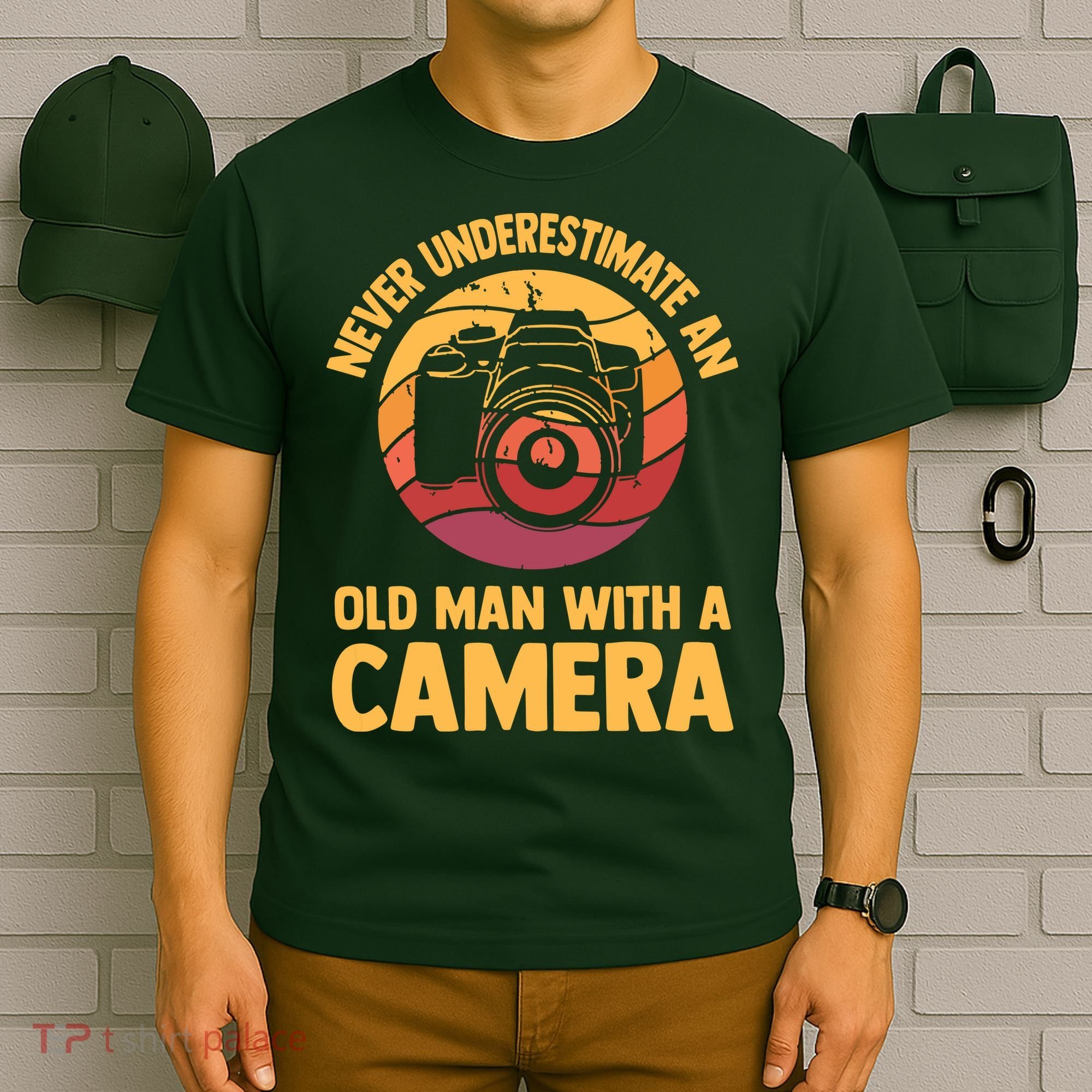Never Underestimate An Old Man With A Camera Photography T-Shirt