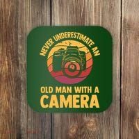 Never Underestimate An Old Man With A Camera Photography Coaster thumb 0