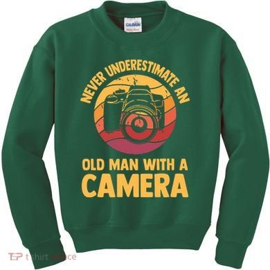 Never Underestimate An Old Man With A Camera Photography Kids Sweatshirt