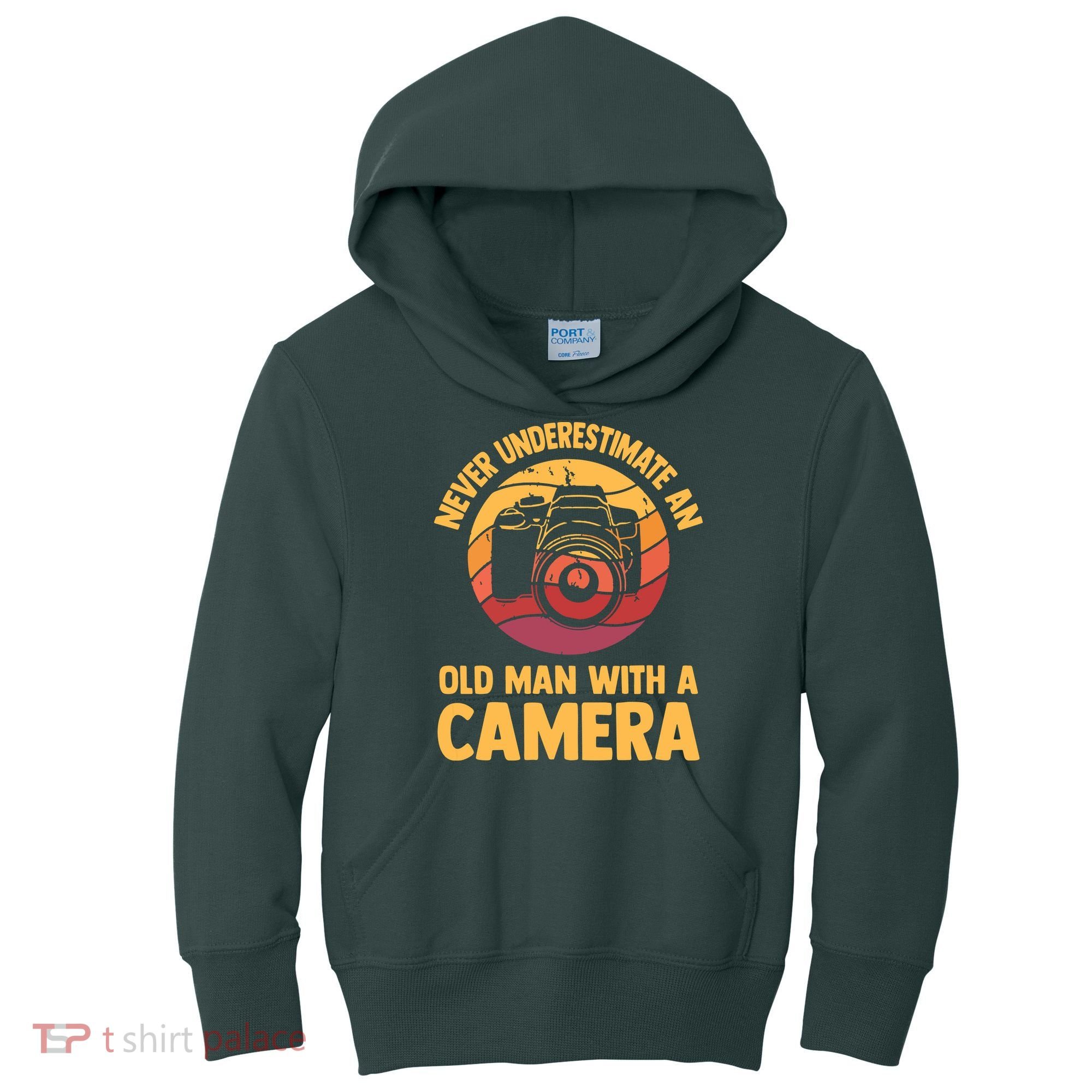 Never Underestimate An Old Man With A Camera Photography Kids Hoodie
