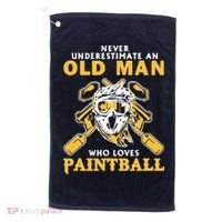 Never Underestimate An Old Man Who Loves Paintball Golf Towel thumb 0