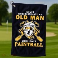 Never Underestimate An Old Man Who Loves Paintball Golf Towel thumb 1