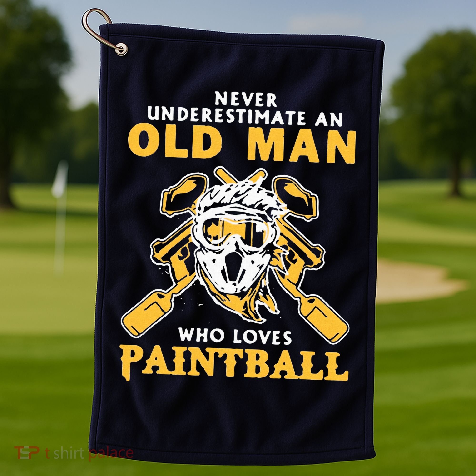 Never Underestimate An Old Man Who Loves Paintball Golf Towel