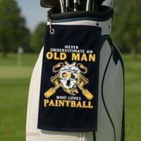 Never Underestimate An Old Man Who Loves Paintball Golf Towel thumb 2