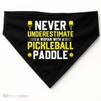 Never Underestimate A Woman With A Pickleball Paddle USA-Made Doggie Bandana thumb 0