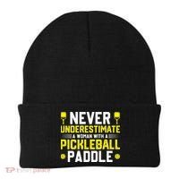 Never Underestimate A Woman With A Pickleball Paddle Beanie thumb 0
