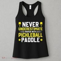 Never Underestimate A Woman With A Pickleball Paddle Women's Tank Top thumb 3