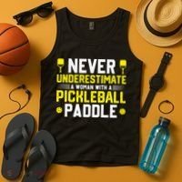 Never Underestimate A Woman With A Pickleball Paddle Tank Top thumb 4