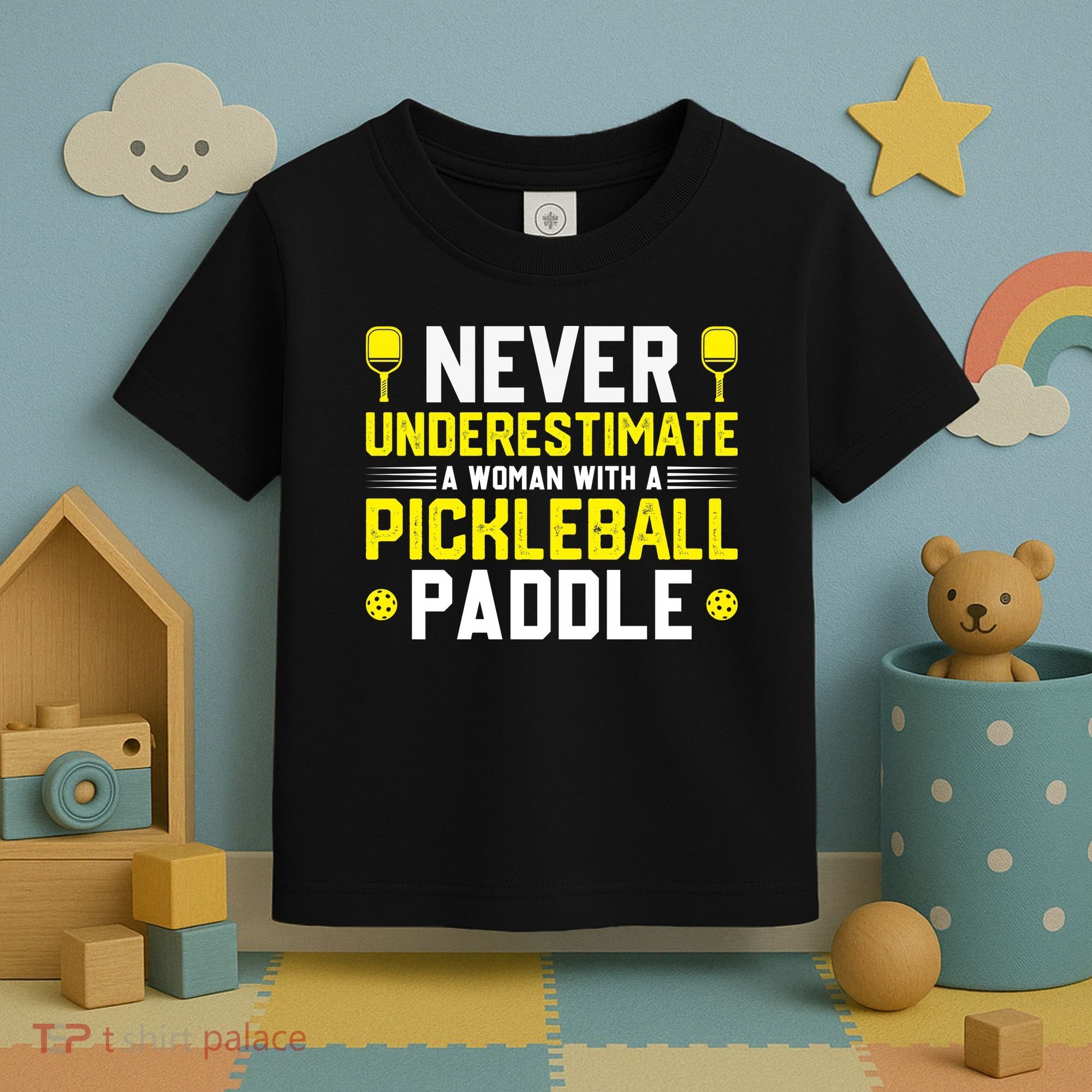 Never Underestimate A Woman With A Pickleball Paddle Toddler T-Shirt