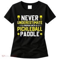 Never Underestimate A Woman With A Pickleball Paddle Women's T-Shirt thumb 0