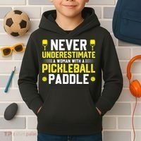 Never Underestimate A Woman With A Pickleball Paddle Kids Hoodie thumb 2