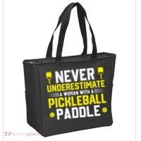 Never Underestimate A Woman With A Pickleball Paddle Tote Bag thumb 2