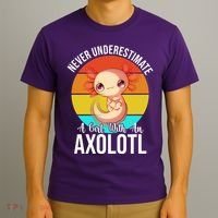 Never Underestimate A Girl With An Axolotl T-Shirt thumb 3