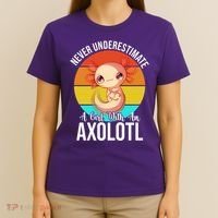 Never Underestimate A Girl With An Axolotl T-Shirt thumb 4