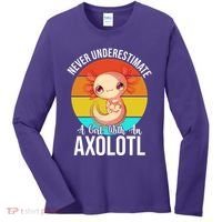 Never Underestimate A Girl With An Axolotl Women's Long Sleeve Shirt thumb 0