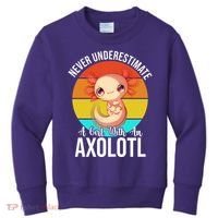 Never Underestimate A Girl With An Axolotl Kids Sweatshirt thumb 0