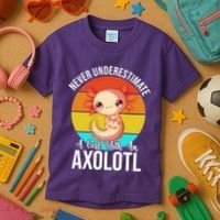 Never Underestimate A Girl With An Axolotl Kids T-Shirt thumb 3