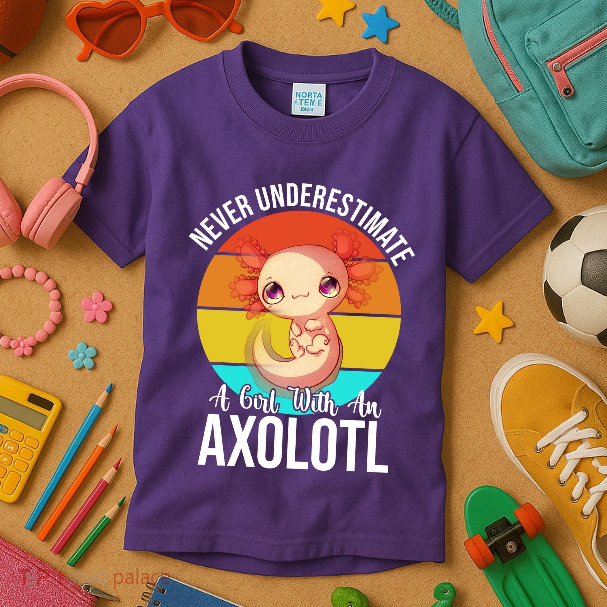 Never Underestimate A Girl With An Axolotl Kids T-Shirt