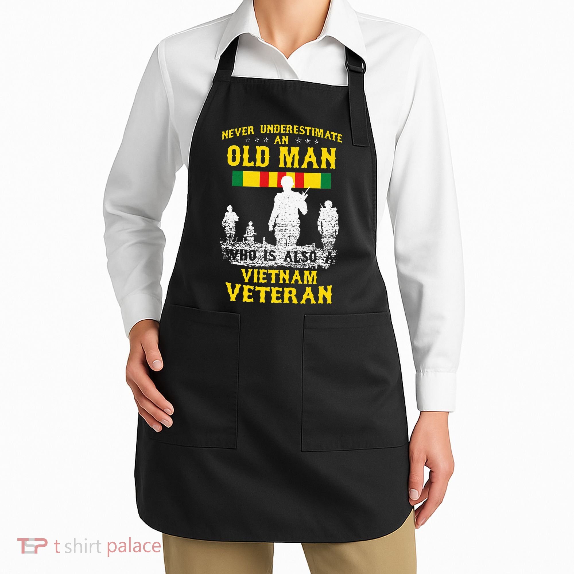 Never Underestimate An OLD MAN Vietnam Veteran Gift Apron