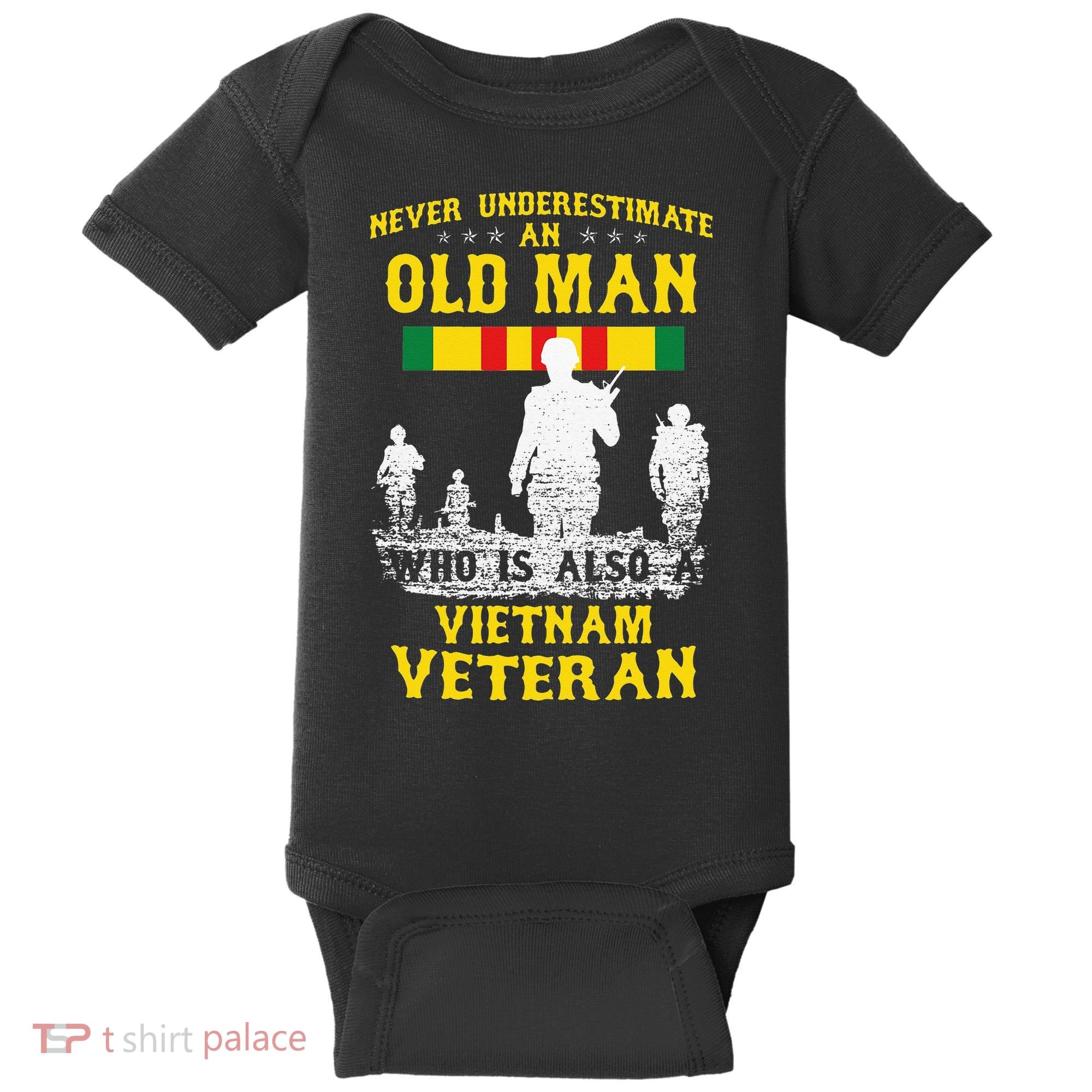 Never Underestimate An OLD MAN Vietnam Veteran Gift Baby Bodysuit