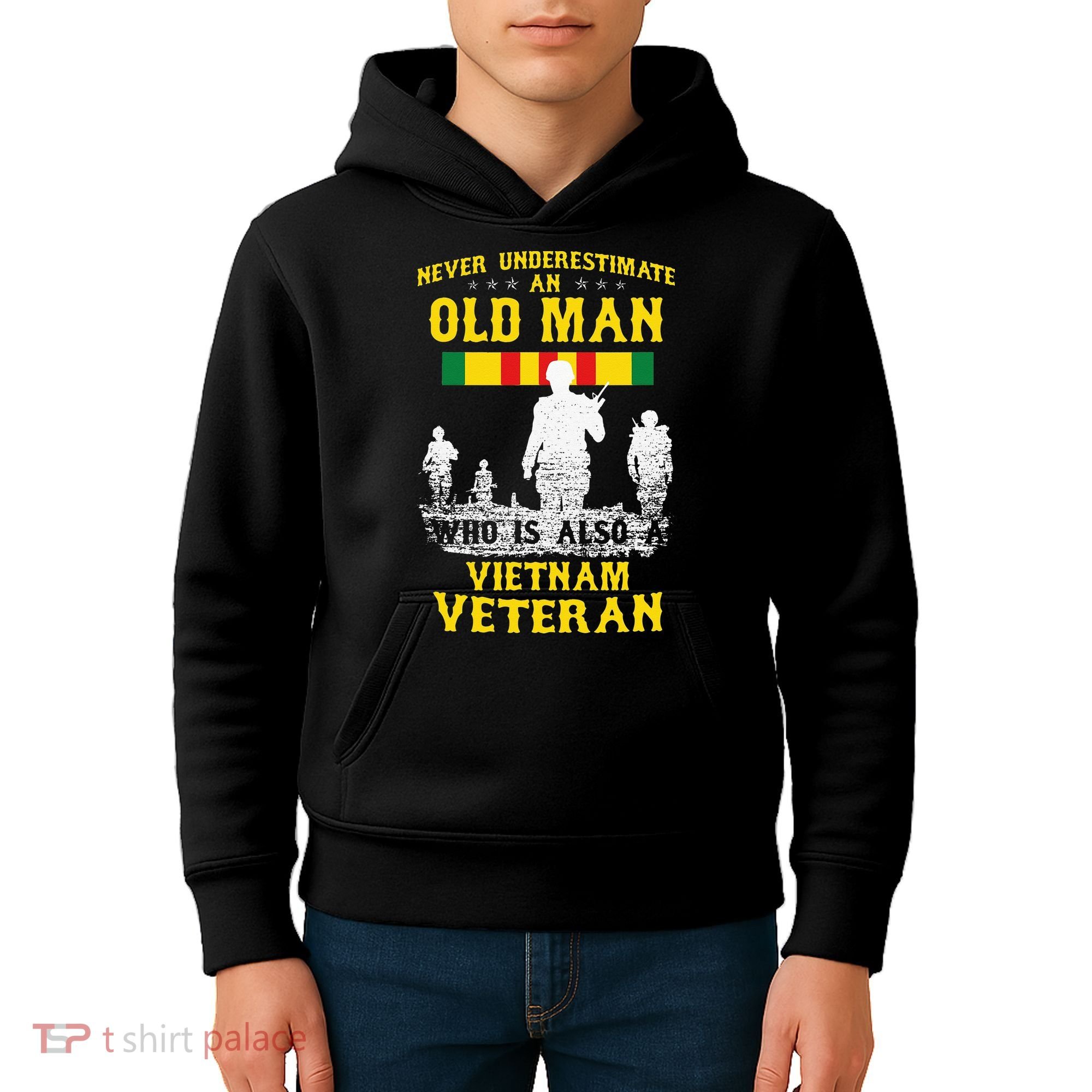 Never Underestimate An OLD MAN Vietnam Veteran Gift Kids Hoodie