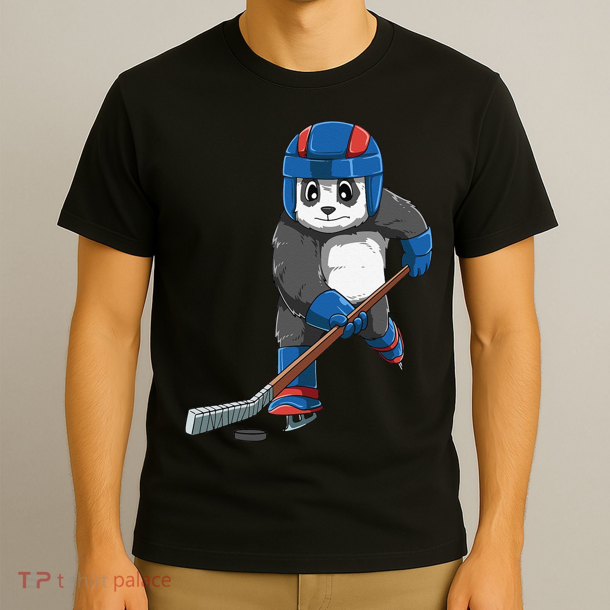 Panda Hockey Panda Playing Hockey Panda T-Shirt