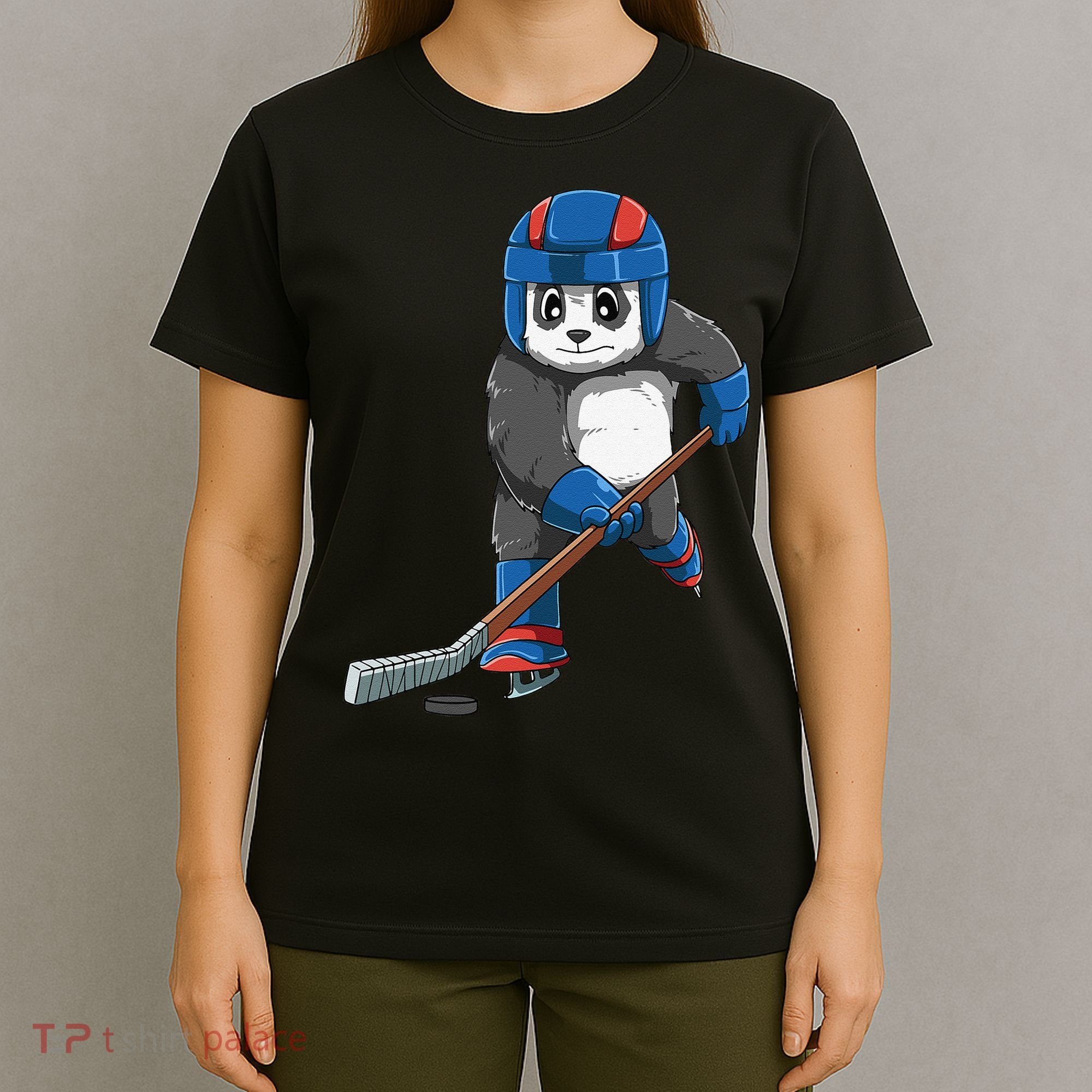 Panda Hockey Panda Playing Hockey Panda T-Shirt