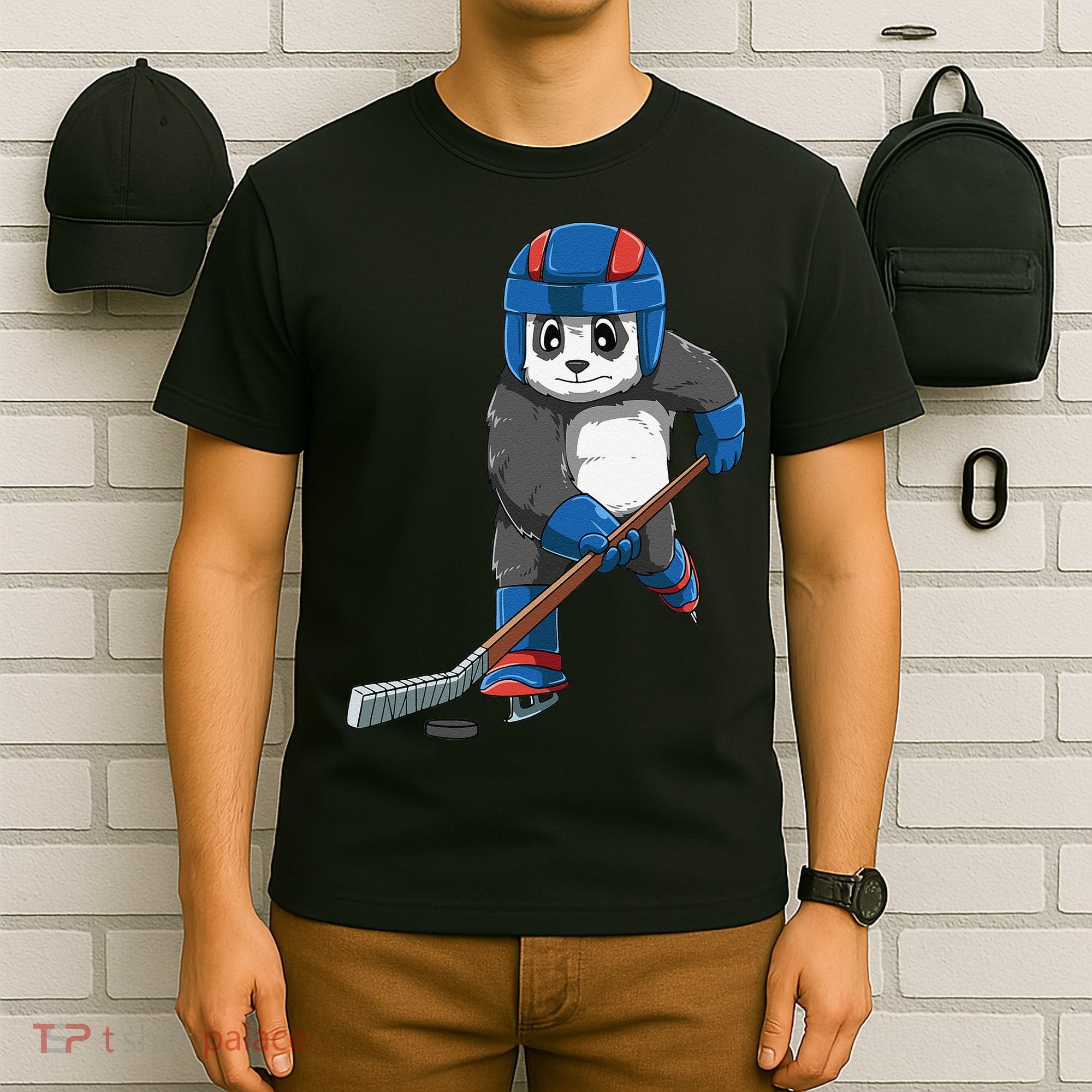 Panda Hockey Panda Playing Hockey Panda T-Shirt