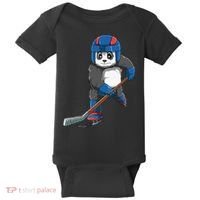 Panda Hockey Panda Playing Hockey Panda Baby Bodysuit thumb 0