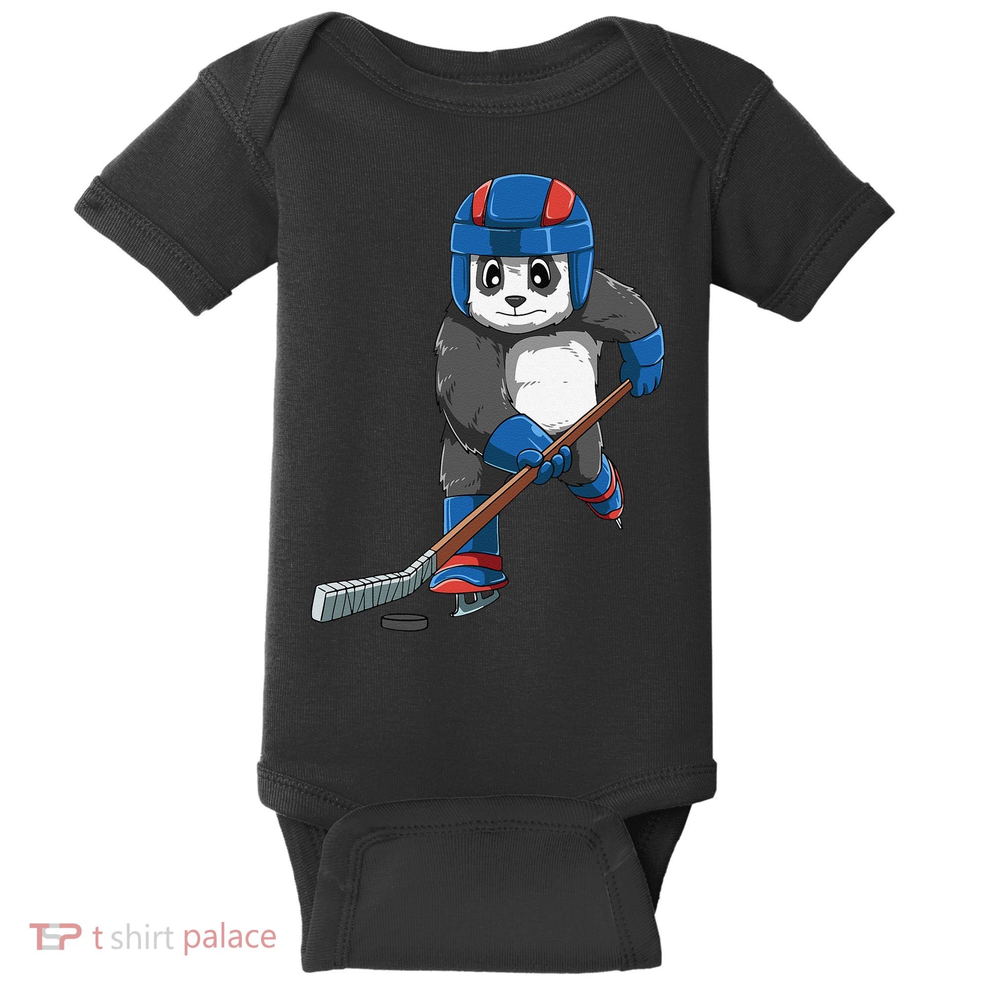 Panda Hockey Panda Playing Hockey Panda Baby Bodysuit