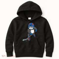 Panda Hockey Panda Playing Hockey Panda Kids Hoodie thumb 0