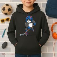 Panda Hockey Panda Playing Hockey Panda Kids Hoodie thumb 2