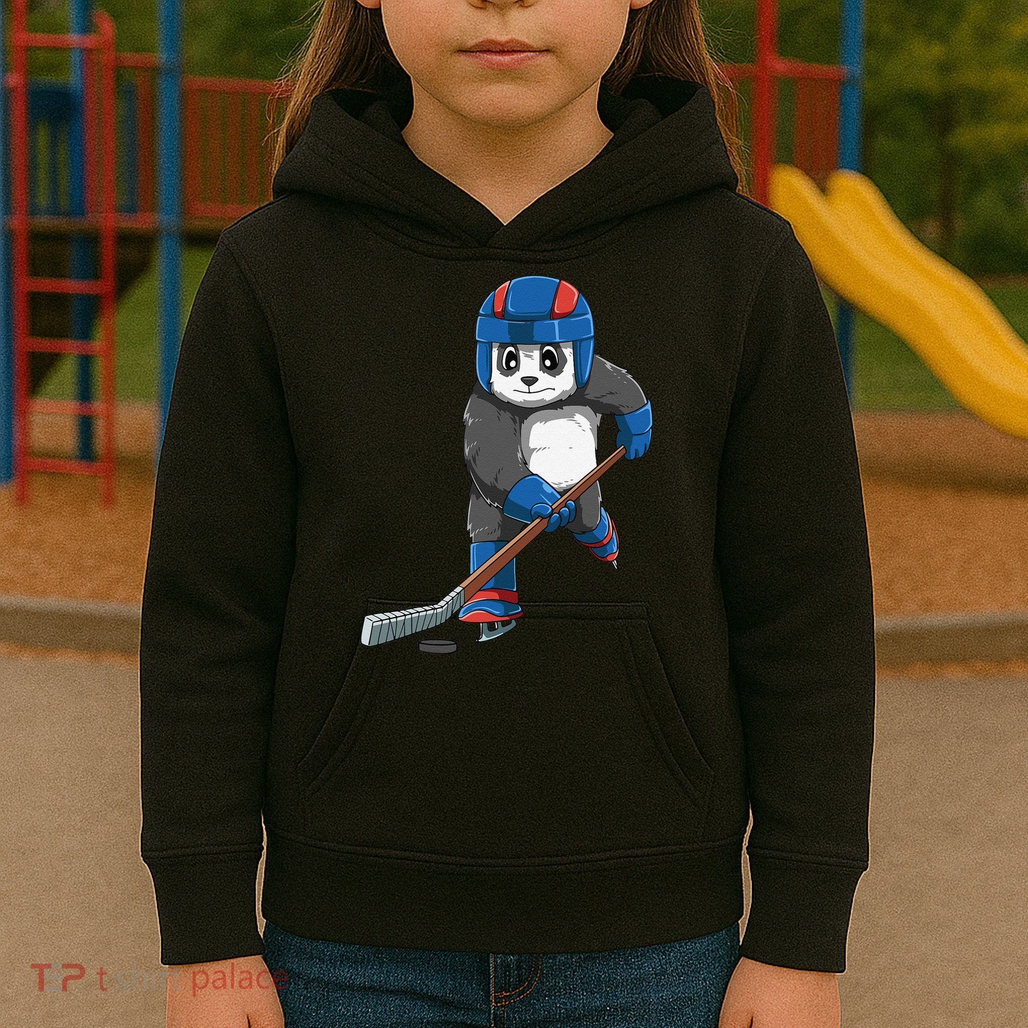 Panda Hockey Panda Playing Hockey Panda Kids Hoodie