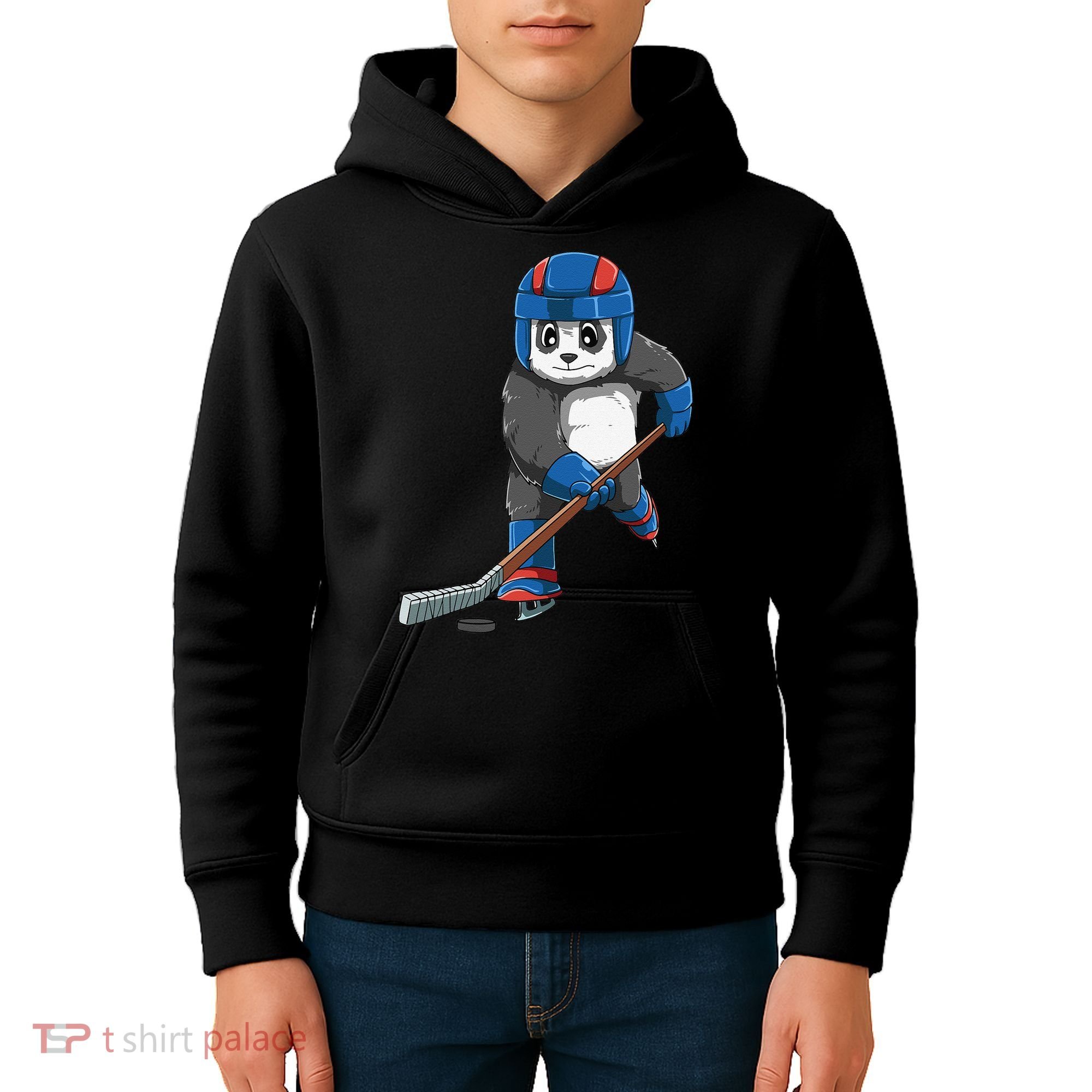 Panda Hockey Panda Playing Hockey Panda Kids Hoodie