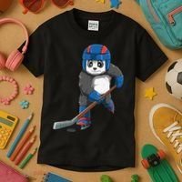 Panda Hockey Panda Playing Hockey Panda Kids T-Shirt thumb 3