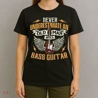 Never Underestimate An Old Man With A Bass Guitar Bassist T-Shirt thumb 4