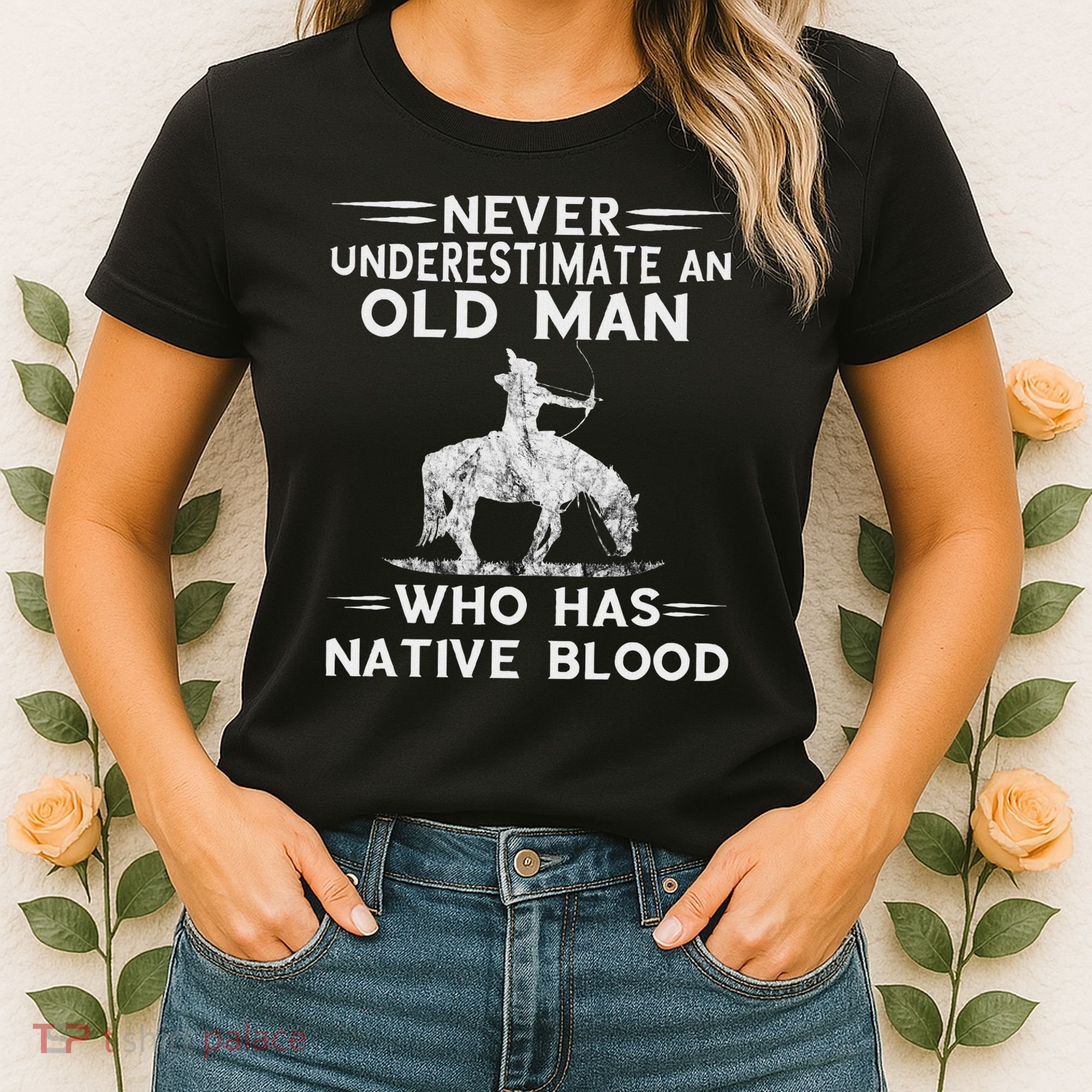 Never Underestimate An Old Man Native American Warrior Women's T-Shirt