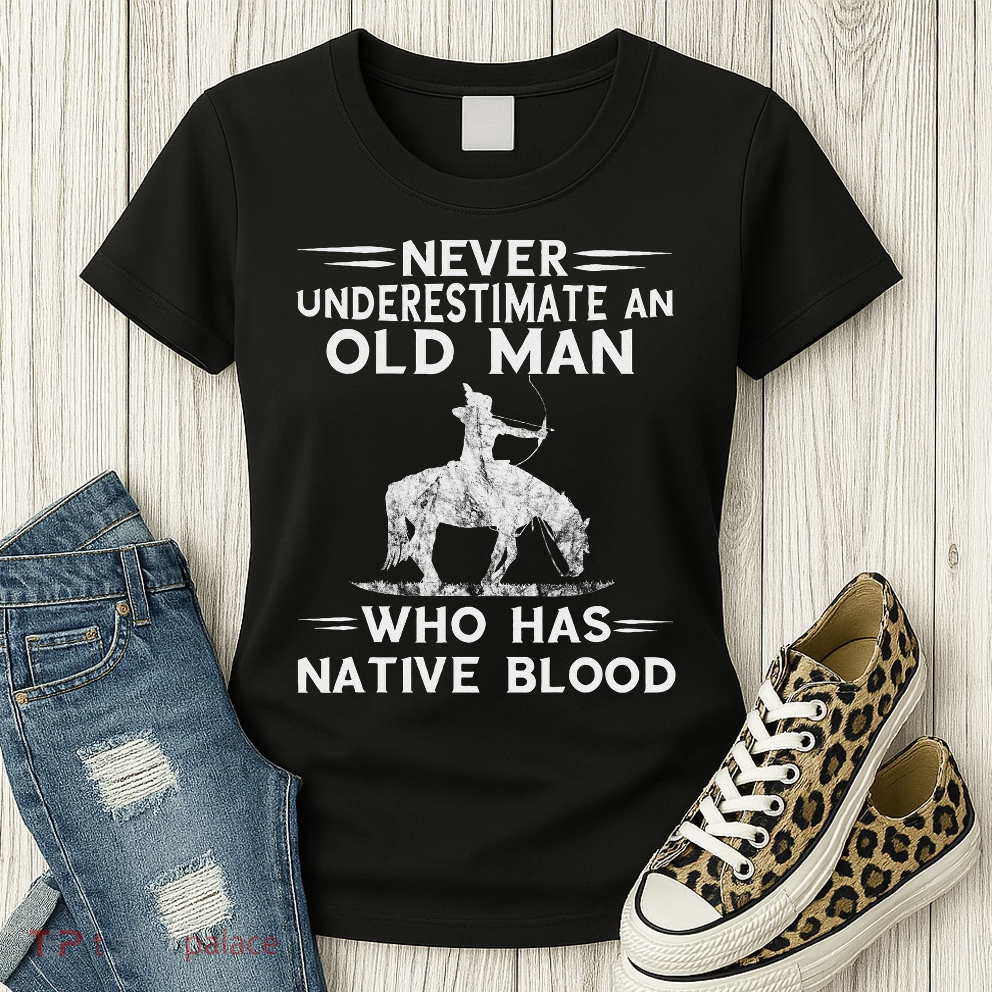 Never Underestimate An Old Man Native American Warrior Women's T-Shirt