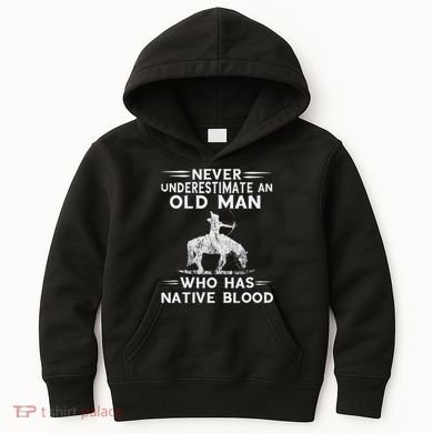 Never Underestimate An Old Man Native American Warrior Kids Hoodie