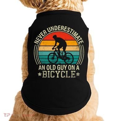 Never Underestimate An Old Guy On A Bicycle Funny Cycling Doggie Tank