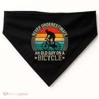 Never Underestimate An Old Guy On A Bicycle Funny Cycling USA-Made Doggie Bandana thumb 0
