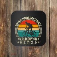 Never Underestimate An Old Guy On A Bicycle Funny Cycling Coaster thumb 0