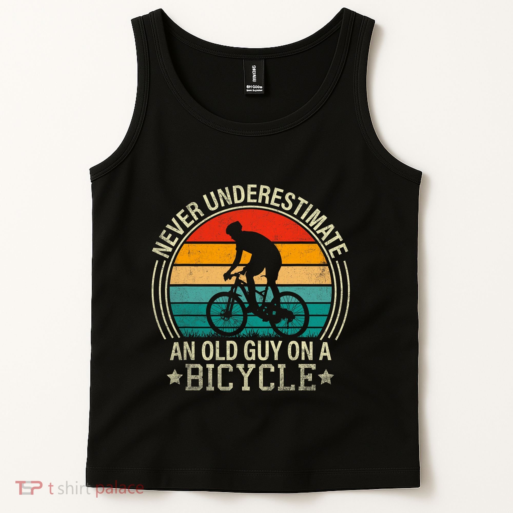 Never Underestimate An Old Guy On A Bicycle Funny Cycling Tank Top