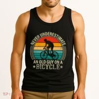 Never Underestimate An Old Guy On A Bicycle Funny Cycling Tank Top thumb 3