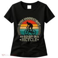 Never Underestimate An Old Guy On A Bicycle Funny Cycling Women's T-Shirt thumb 0